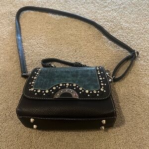 Elegant Black and Teal Crossbody Bag